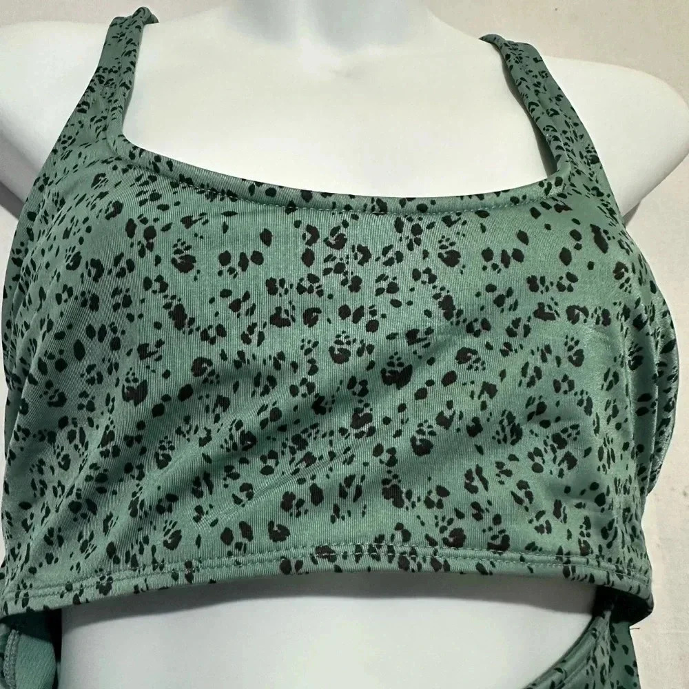 All in Motion Animal Print One-Piece Swimsuit Cut-Out Racerback Size S - Picture 2 of 5